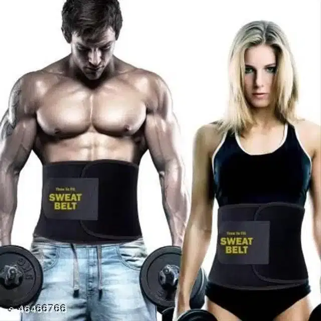 Sweat Belt for Unisex, Black, Free Size, Pack of 2