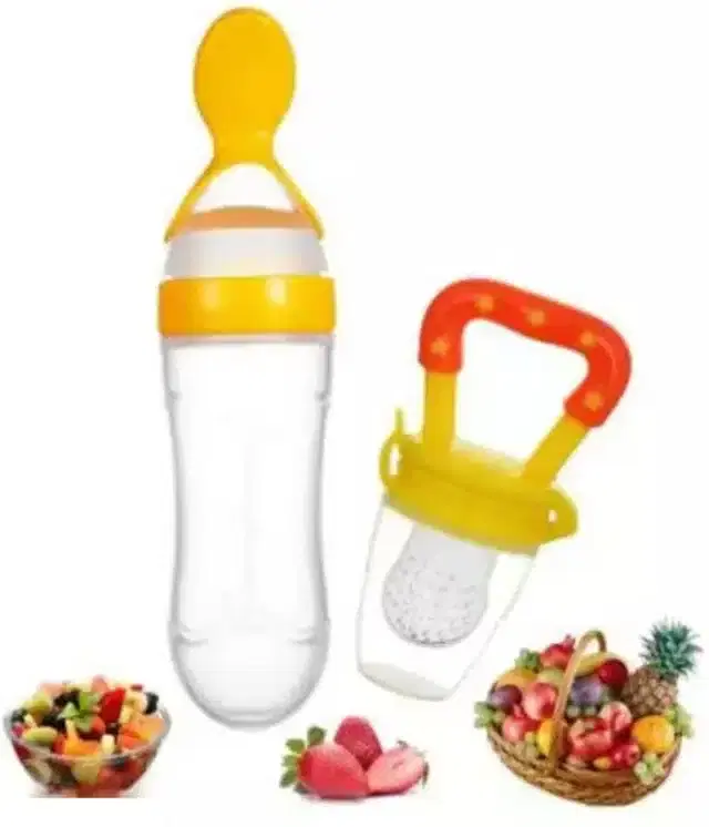 Silicone Food & Fruit Feeder for Kids, Multicolor, Set of 2