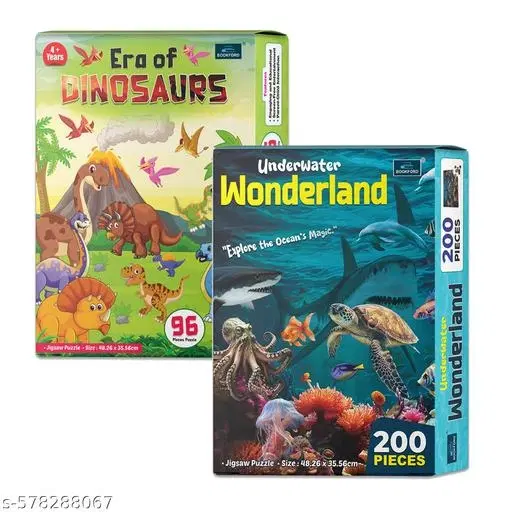 Era of Dinosaurs & Underwater Wonderland – Dive Into the Depths of the Ocean While Exploring the Prehistoric World of Dinosaurs in This Fun & Educational Puzzle Set! | Set of 2