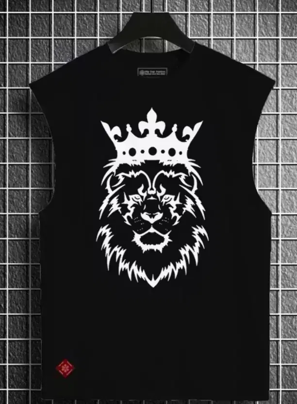 Round Neck Printed T-Shirt for Men (Black, M)