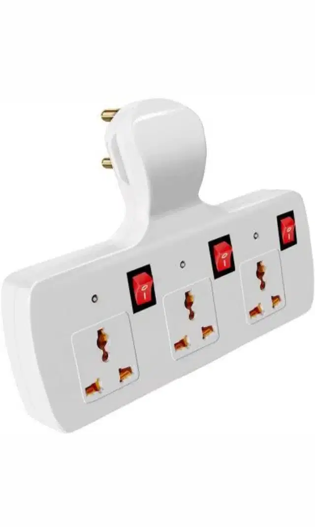 3 Socket Switch Board, White