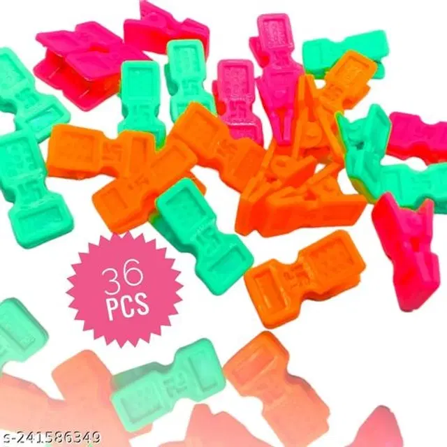 Plastic Cloth Hanging Clip, Multicolor, Pack of 36