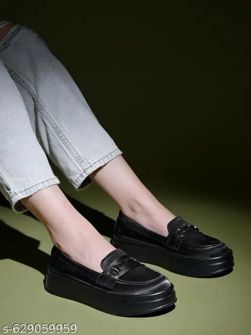 Shoetopia Loafers (Black, IND-3)