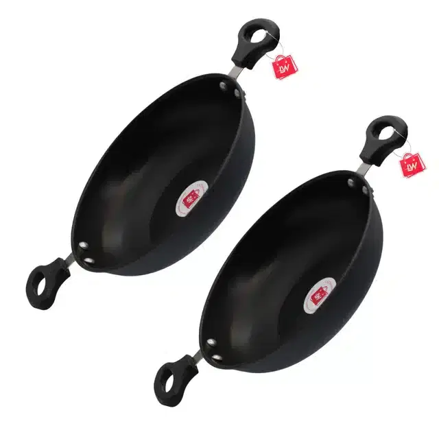 Non-Stick Kadhai, Pack of 2, Black, 1500 ml