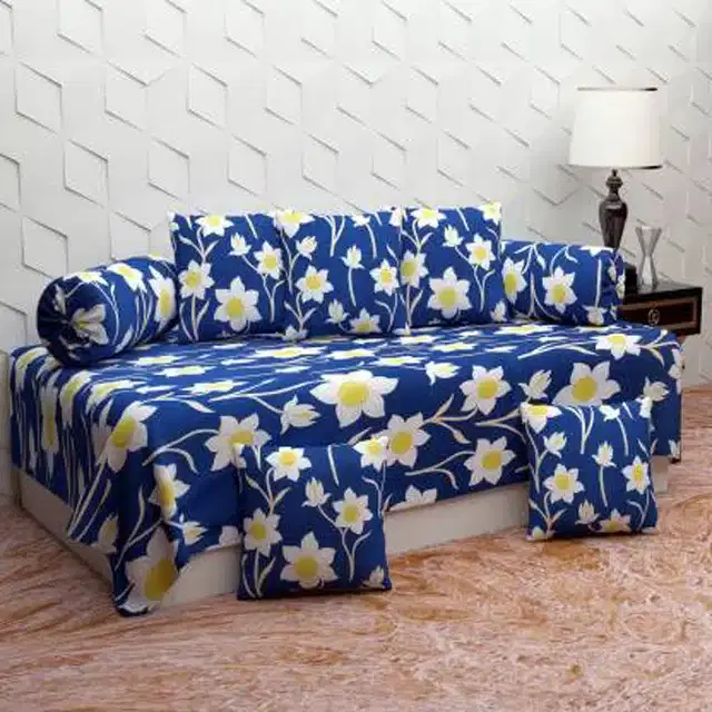 Microfiber Diwan Cover Set, Blue, Pack of 8