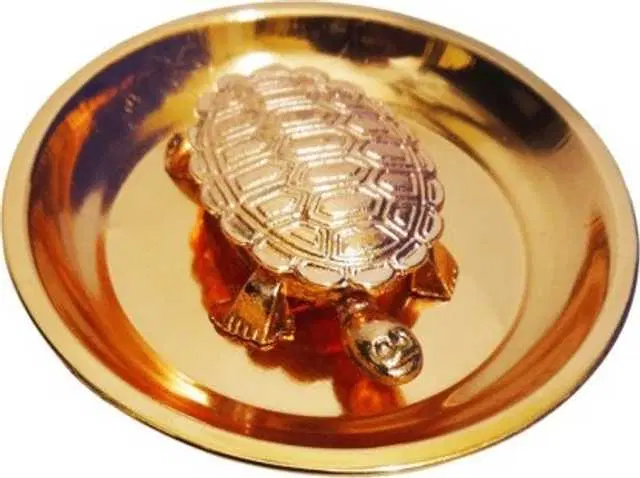 Metal Kachua Tortoise Plate For Home, Temple & Puja Room, Pack Of 1, Gold, RS-017