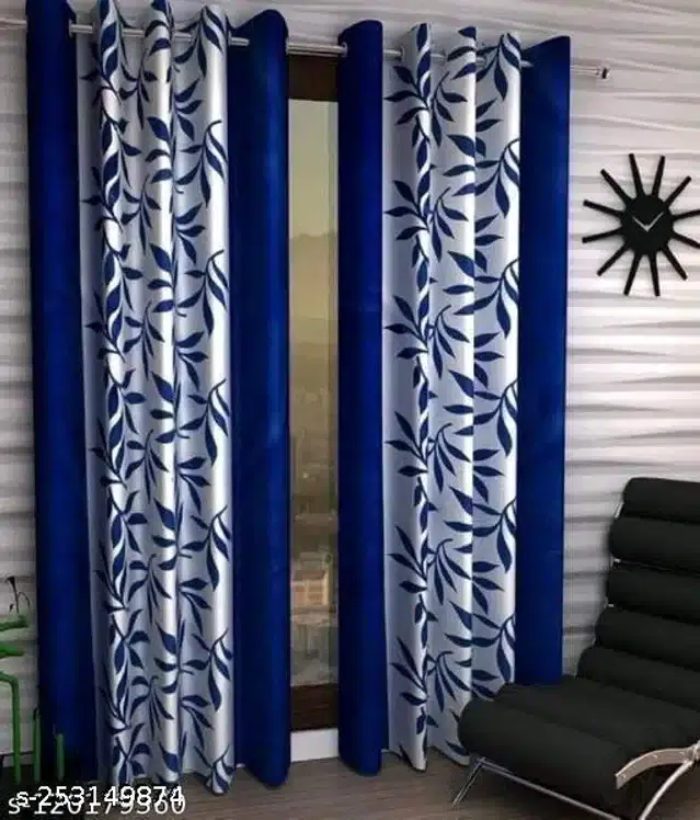 Curtains for Door, Blue, 5 Feet, Pack of 2