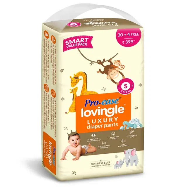 Pro-Ease Lovingle Luxury Diaper Small 34 Pcs