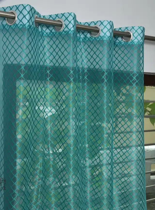Netted Window & Door Curtains, Pack of 2, Teal, 5 feet