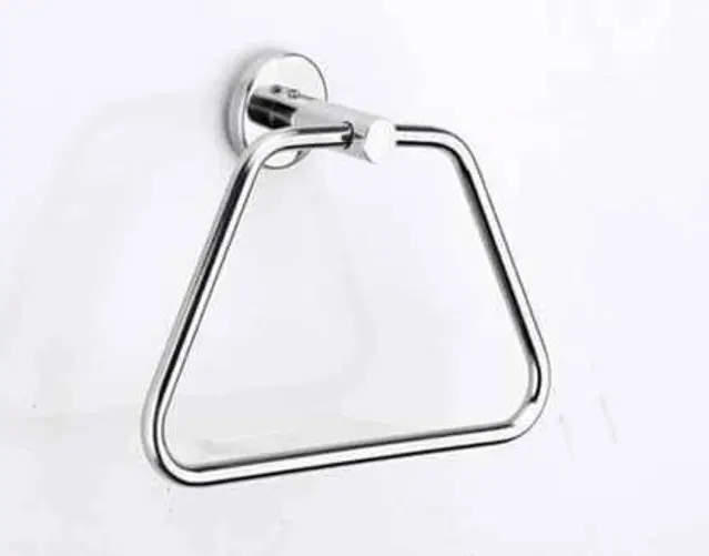 Stainless Steel Multipurpose Towel Ring with Wall Flange, Silver, Set of 1