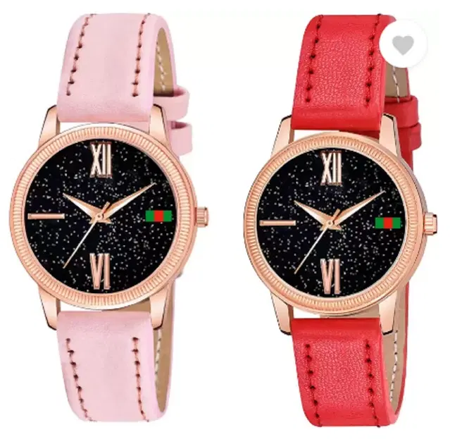 Analog Watch for Women & Girls, Pack of 2 (Multicolor)