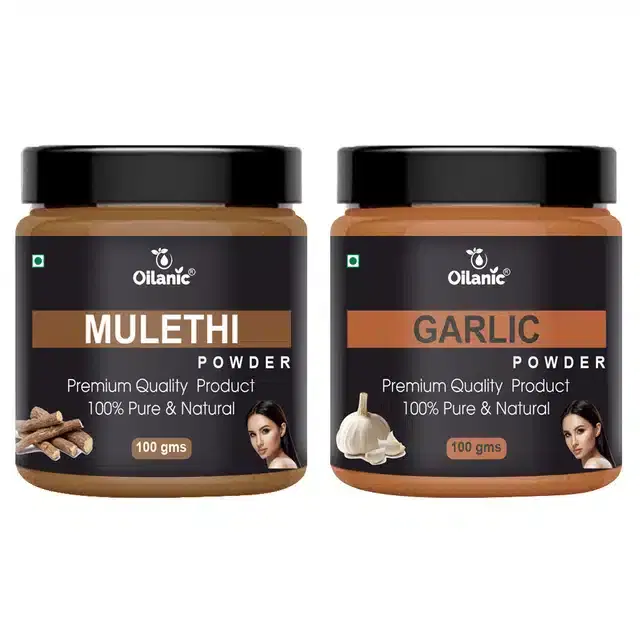 Natural Mulethi & Garlic Powder for Skin & Hair, Pack of 2, 100 g