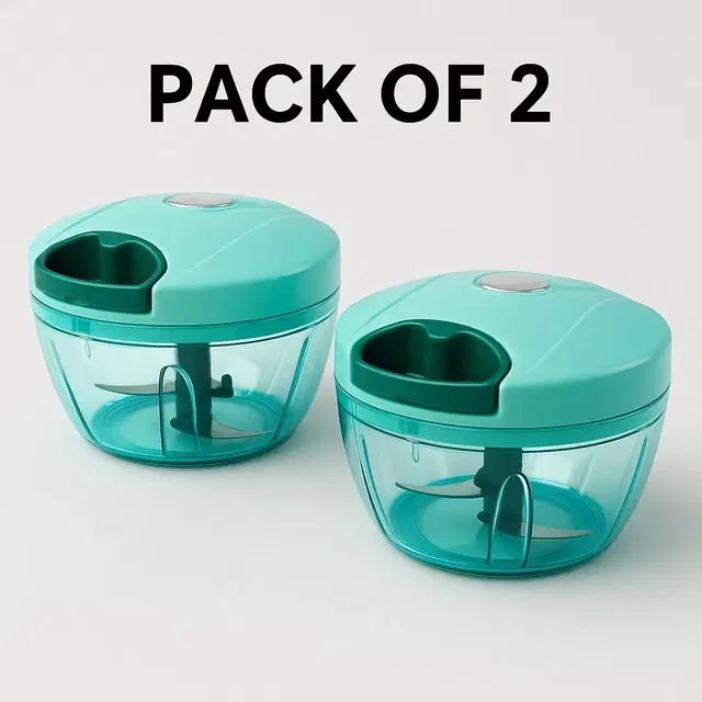 Manual Vegetable Chopper with 3 Blades, 500 ml, Pack of 2