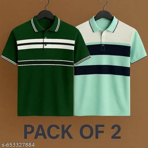 Cotton Blend Striped T-shirt for men, Multicolour (3XL) Pack of 2