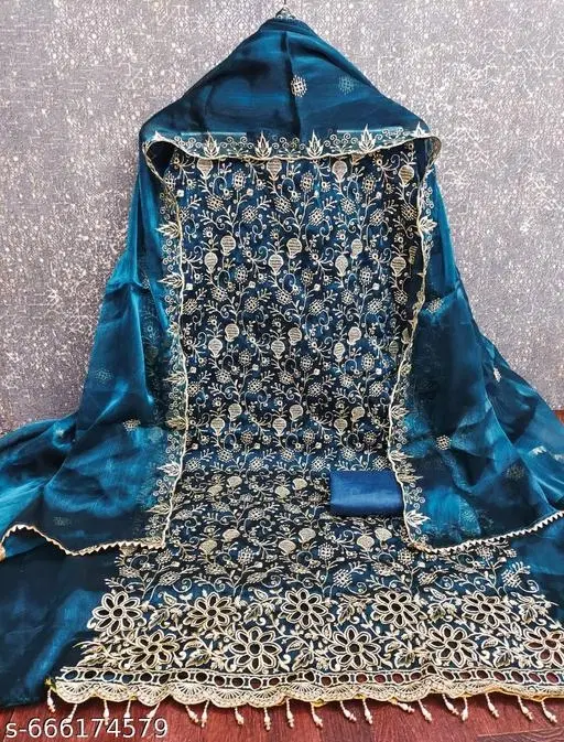 Zari Embroidered Punjabi/All Over Suits for Women (Multicolor, 6.05 meter (M)