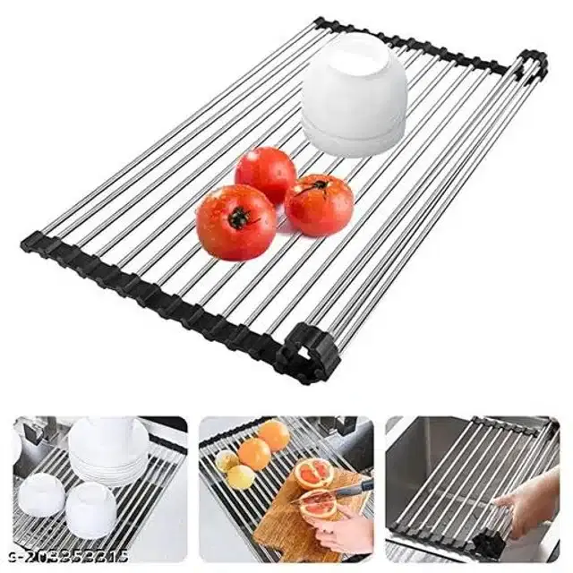 Roll Up Dish Drying Rack, Multicolor