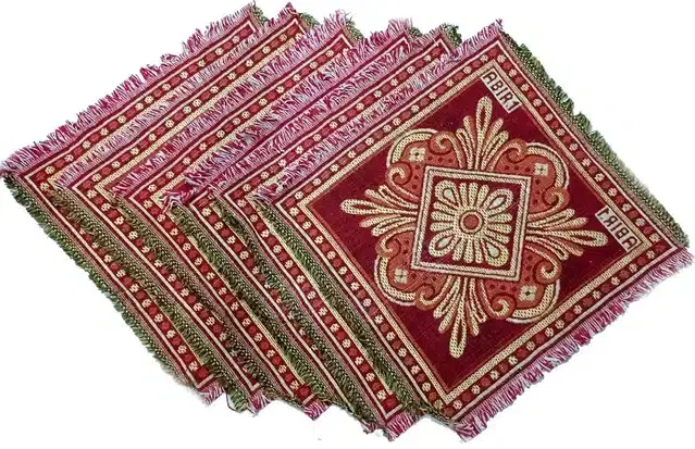 Cotton Pooja Mat for Home, Multicolor, 19x19 inches, Pack of 6
