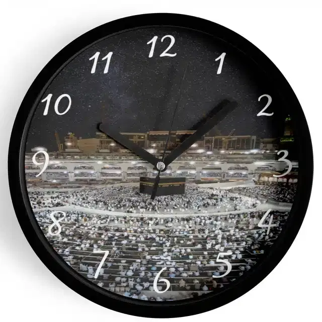 Plastic Islamic Allah Printed Wall Clock, Multicolor, 10x10 Inches