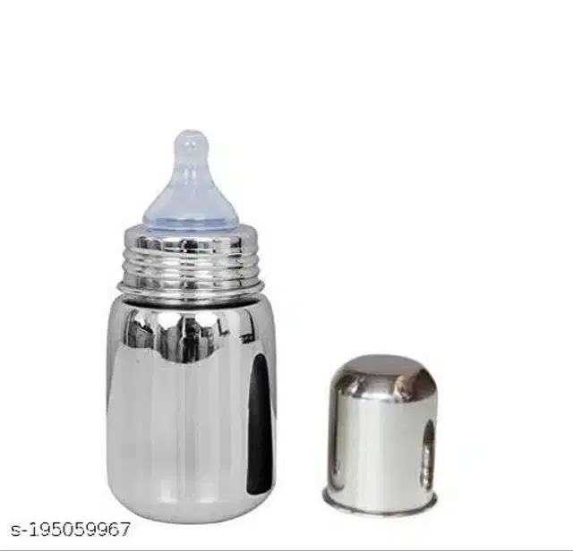 Stainless Steel Milk Bottle for Baby, Silver, 230 ml
