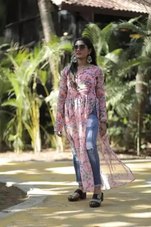 Full Sleeves Gown for Women (Pink, XS)