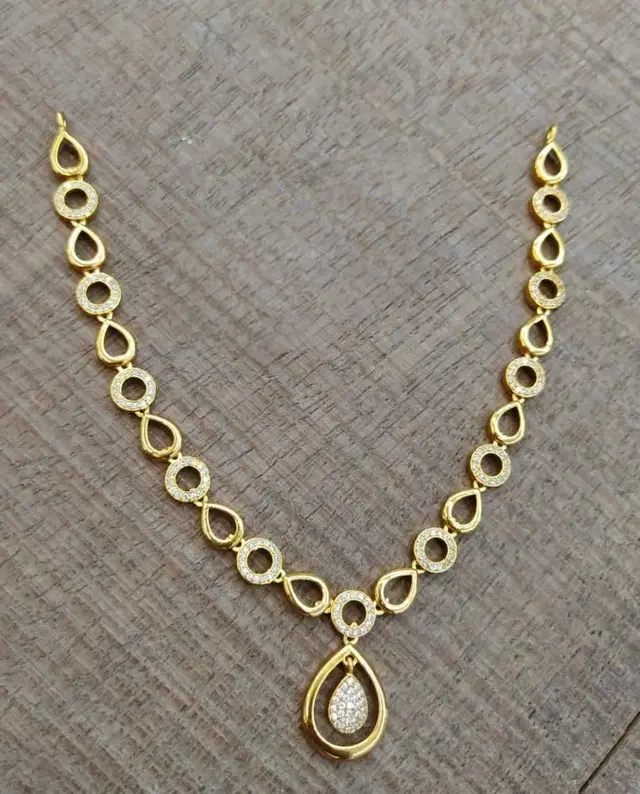 Zircon Gold-plated Necklace Set for Women (Orange, Free Size)