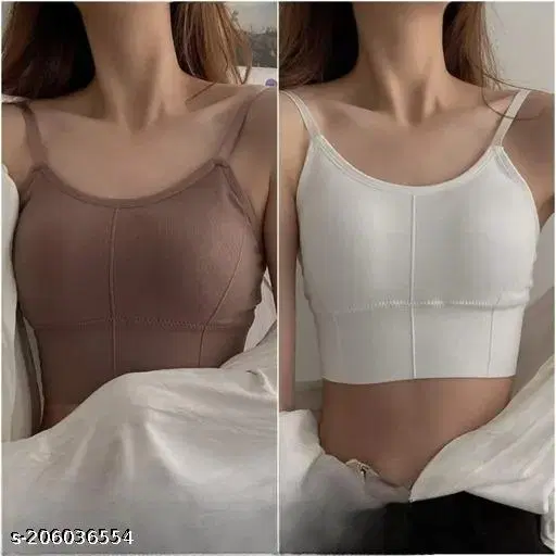 Cotton Blend Sports Bra Women, White, Pack of 2 (28A)