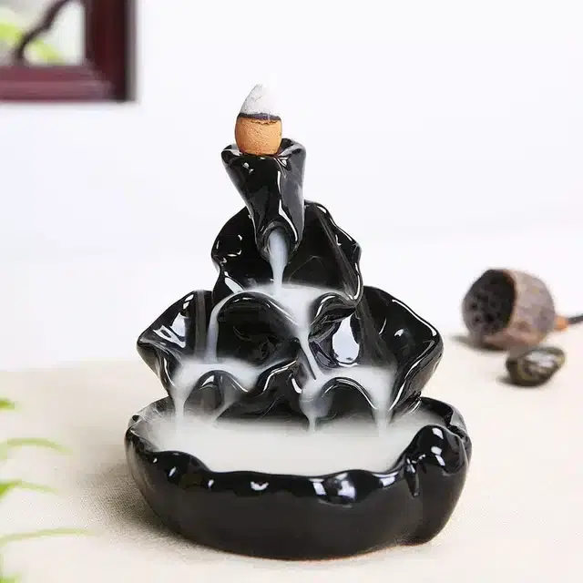 Polyresin Waterfall Showpiece, Black, 12 cm