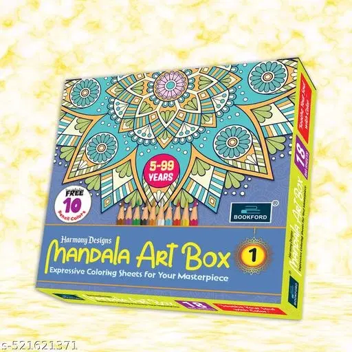 Harmony Design Mandala Art Boxx Part 1 – Dive into a world of colors and patterns with 18 enchanting mandalas and 10 colored pencils for endless fun!