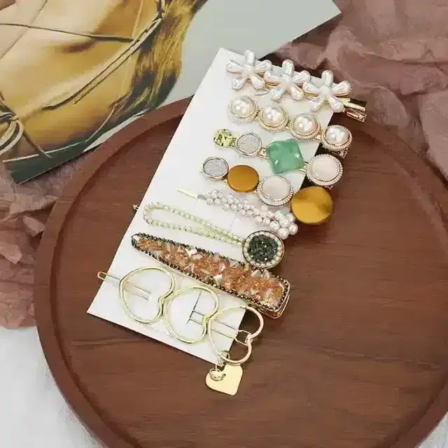 Piece Korean Style Pearl Barrettes Women's Set Hairpin Korean Style Hair Clip, Set of 8, Set of 8