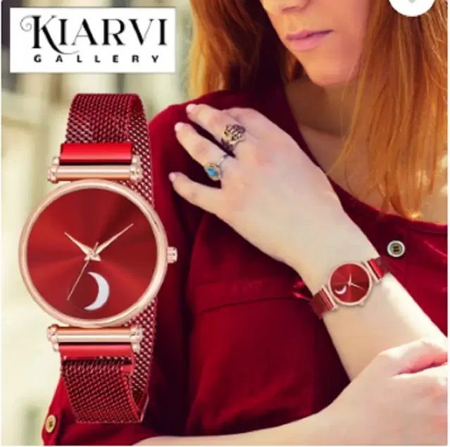 Analog Watch for Women & Girls (Red)