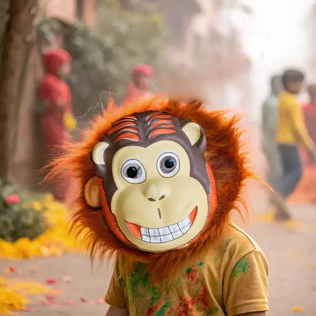 MB HOLI ANIMAL FACE MASK MONKEY 1pc PP, Pack of 1