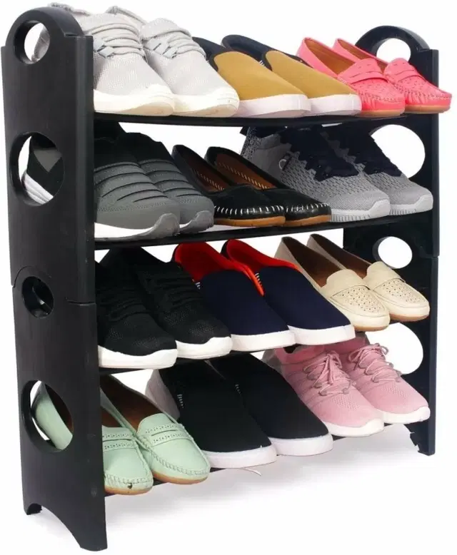 Multipurpose 4-Tiers Shoe Rack, Black