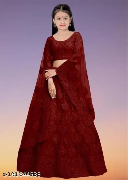 Lehenga Choli for Girls (Maroon, 10-11 Years)
