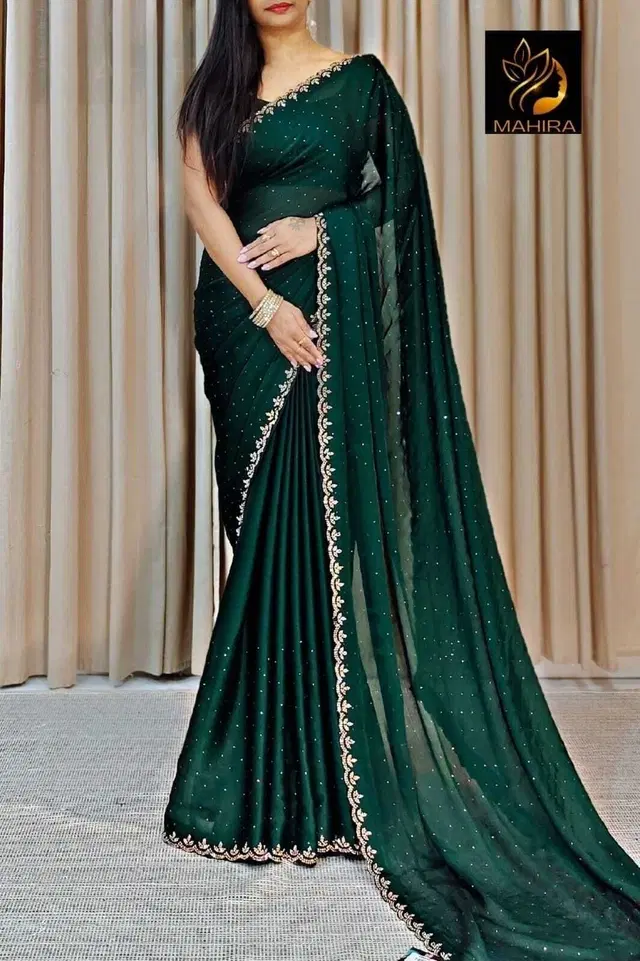 Silk Woven Design Saree for Women, Bottle Green (6.3 m)