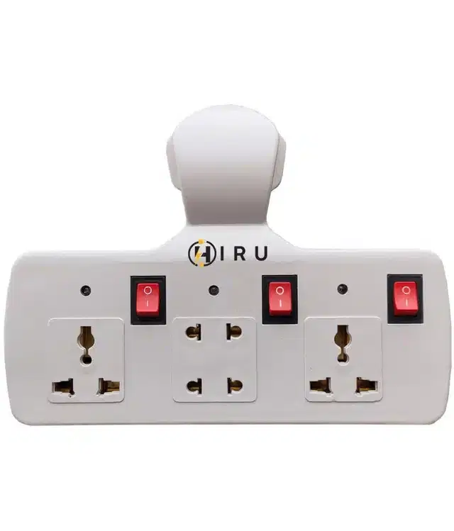 3+4 Multi Plug Extension Board, White & Black