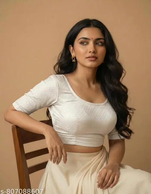 Lycra Ready Made Blouse for Women, White (26)