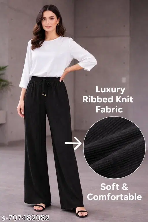 Palazzos for Women (Black, XL)