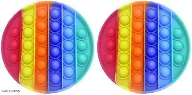 Silicone Pop It Fidget Stress Relief Toy, Multicolor, Pack of 2