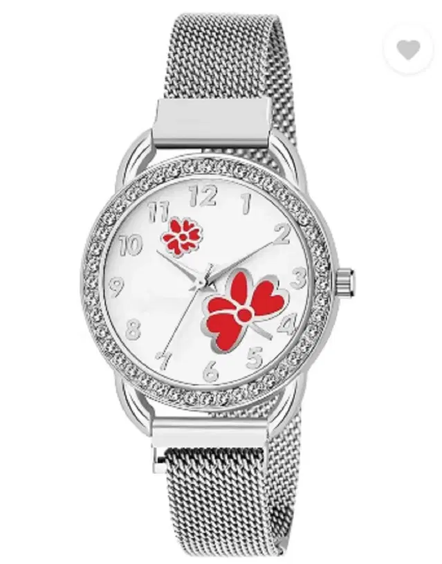 Analog Watch for Women & Girls (Silver)