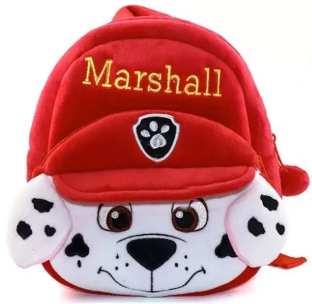 Heaven Decor Marshall Soft Velvet Kids School Bag Nursury Class To 5,  14 Inch,  Red, A063