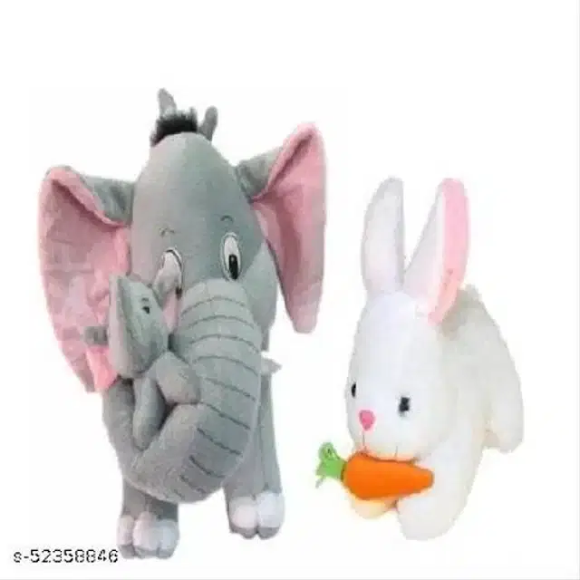 Stuffed Toys for Kids, Grey & White, Set of 2