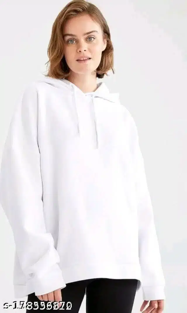 Full Sleeves Hooded Sweatshirt for Women (White, L)