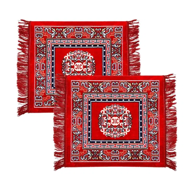 Velvet Prayer Mat, Multicolor, 19x19 inches, Pack of 2