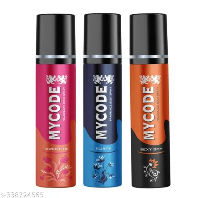 Combo of MYCODE Sweet 16, Flirty & Sexy Boy Fragrance Body Spray for Men, 100 ml, Pack of 3