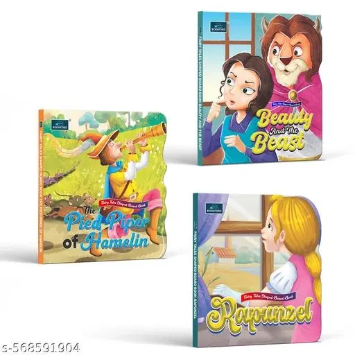 BOOKFORD Fairy Tale Shaped Board Book |Beauty and the Beast, Rapunzel, and The Pied Piper | for kids | fairy tales for kids | board book | story book | (Set of 3)