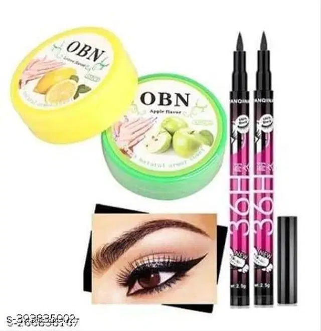 2 Pcs OBN Nail Polish Remover with 2 Pcs Eye Liner, Multicolor, Set of 2