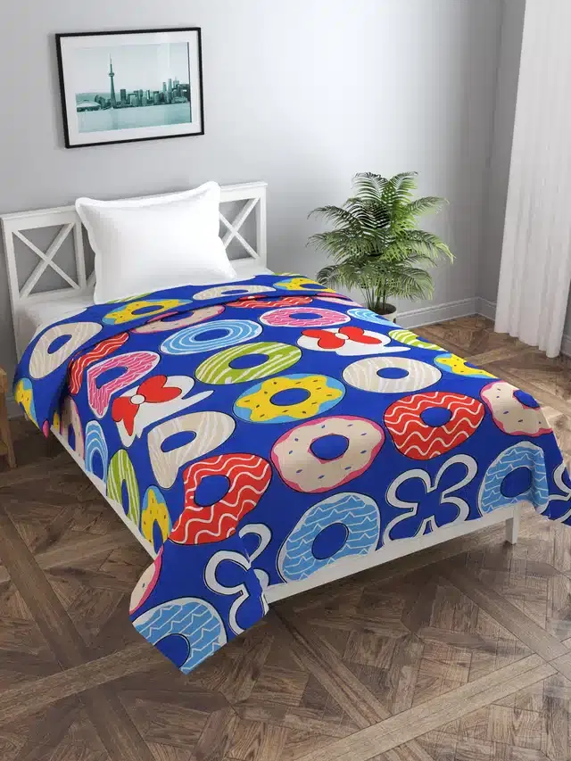 Printed Duvet Cover with Zipper, Blue, 60x90 Inches