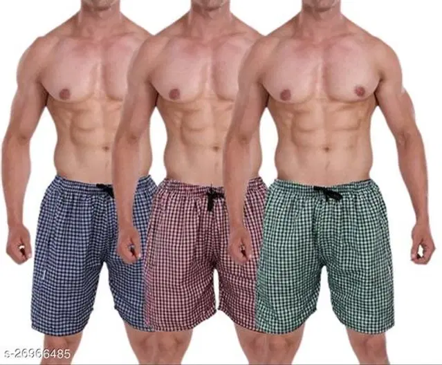 Cotton Shorts for Mens, Pack of 3 (Multicolor, 28)