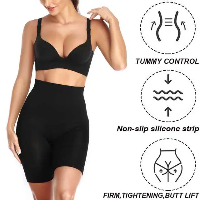 Women’s Cotton Lycra Tummy Control 4-in-1 Blended High Waist Tummy & Thigh Shapewear (S429)