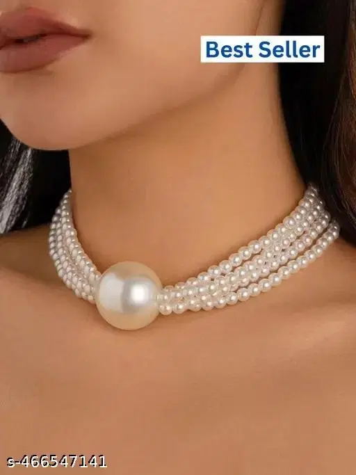 Necklace for Women and Girls Fashion White Pearl Necklace for Women Western Multi Layer Pearl Choker Necklace for Girls | Birthday Gift for Girls and Women